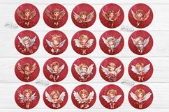 Valentine Round earring sublimation design with watercolor Baby Angels. Express your individuality, elevate your mood, and spread joy with these earrings