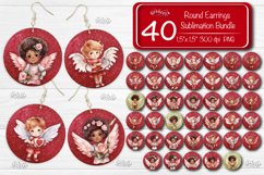 Valentine Round earring sublimation design with watercolor Baby Angels. Express your individuality, elevate your mood, and spread joy with these earrings