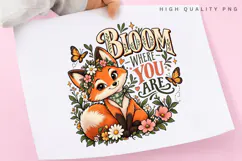 Cute Floral Fox Bloom Quote PNG, Whimsical Woodland Animal Product Image 3
