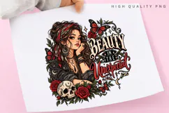 Beauty in the Unexpected Gothic Woman Roses Butterfly Skull Product Image 3