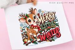 Cute Reindeer Merry Christmas Winter Holiday Design PNG Product Image 3