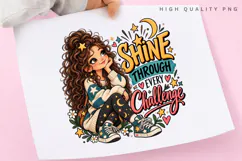 Shine Through Every Challenge Cute Curly Girl Stars Moon Ins Product Image 3