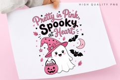 Pretty In Pink Spooky At Heart PNG, Pink Ribbon Ghost Witch Product Image 3