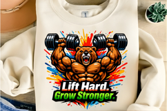 Lift Hard Grow Stronger Bear Gym Motivation Bodybuilder Product Image 6