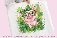 Lucky Shamrock Pig PNG Design Product Image 2