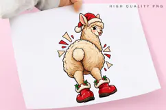 Christmas Llama PNG Sublimation Design, Funny Alpaca Butt Product Image 3
