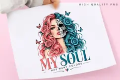 My Soul Has Many Colors PNG Sublimation Design, Sugar Skull Product Image 3