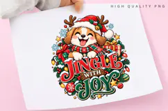 Jingle with Joy Cute Puppy Christmas Holiday Illustration Product Image 1