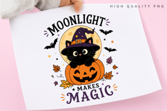 Moonlight Makes Magic PNG Sublimation Design, Black Cat Product Image 3