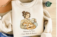 Silence Is Nice Cats Make It Better PNG, Cat Lover Product Image 4