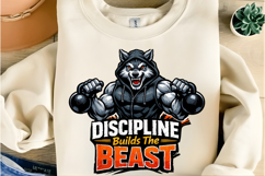 Discipline Builds The Beast Wolf Gym Motivation Workout PNG Product Image 4