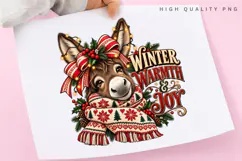 Cute Donkey Winter Warmth Joy Christmas Holiday Festive PNG Product Image 3