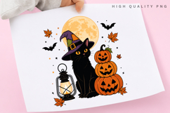 Black Cat Witch PNG Sublimation Design, Halloween Stacked Product Image 3