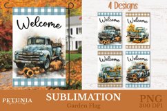 Welcome garden flag png print design being used as a garden flag print