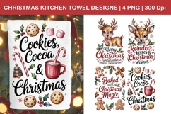 Christmas Cocoa and Reindeer Kitchen Towel Designs PNG Product Image 1