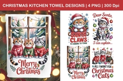 Christmas Cat Kitchen Towel Designs | Holiday Cat PNG Art Product Image 1