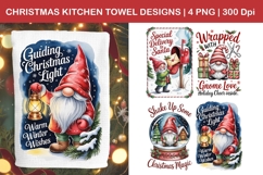 Christmas Gnome Kitchen Towel Designs |Retro PNG Sublimation Product Image 1