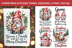 Christmas Gnome Kitchen Towel Designs | Holiday Gnome PNG Product Image 1