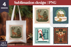 Christmas Postage Stamp Sublimation Cute Holiday PNG Clipart Product Image 1