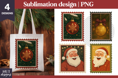 Christmas clipart Postage Stamp Santa Claus Christmas PNG Product Image 1