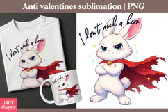 I Don’t Need a Hero Bunny PNG Anti Valentine sublimation Product Image 1