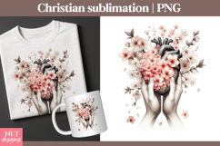 Christian clipart Floral Heart Christian sublimation PNG Product Image 1