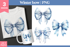 Winter Blue Bow Clipart PNG Winter sublimation Product Image 1
