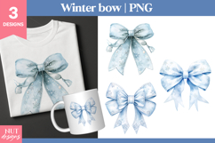 Winter Blue Bow Clipart PNG Winter sublimation Product Image 1