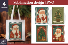 Christmas clipart Postage Stamp Santa Claus Christmas tree Product Image 1