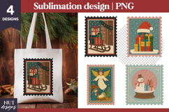 Christmas Postage Stamp Sublimation Cute Holiday PNG Clipart Product Image 1
