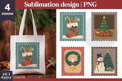 Christmas Postage Stamp Sublimation Cute Holiday PNG Clipart Product Image 1