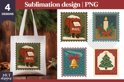 Christmas Postage Stamp Sublimation Cute Holiday PNG Clipart Product Image 1