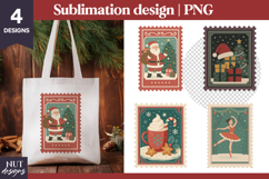 Christmas Postage Stamp Sublimation Cute Holiday PNG Clipart Product Image 1
