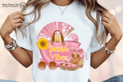 Summer Vibes Pink Beach Bag Fashion Clipart Sublimation PNG Product Image 4