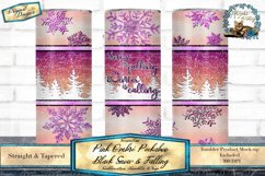 This is a pink Ombre peekaboo glitter snowflake skinny tumbler seamless design made for a 20oz sublimation skinny tumbler.