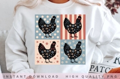 Retro Floral Chicken PNG Design Product Image 2