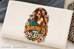 Boho Hippie Girl PNG, Retro Flower Woman Design, Peaceful Product Image 2
