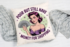 Retro Illustration of Woman with Money and Sublimation PNG Product Image 2