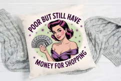 Retro Illustration of Woman with Money and Sublimation PNG Product Image 2