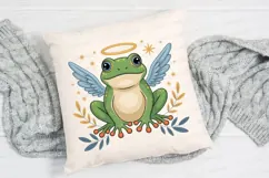 Cartoon Frog With Angel Wings And Halo Sublimation PNG Product Image 2