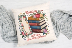 Books With Flowers And Bookmark Design Sublimation PNG Product Image 2