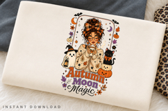 Autumn Moon Magic PNG Sublimation Design, Retro Fall Girl Product Image 2