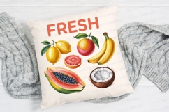 Watercolor Tropical Fruits Composition With Sublimation PNG Product Image 2