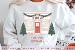 A Very Merry Bookmas PNG, Christmas Bookshop Clipart, Cozy Product Image 1
