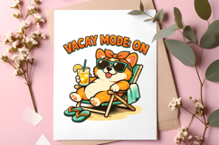 Vacay Mode On Cute Corgi Summer Vacation Beach Sublimation Product Image 2