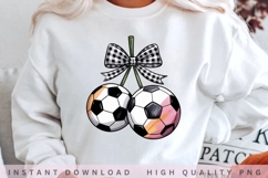 Soccer Cherry Coquette PNG, Pink Soccer Ball Bow Design, Product Image 2