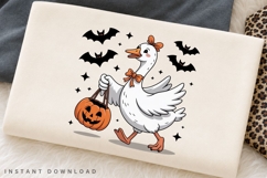 Halloween Goose Pumpkin PNG, Cute Goose Trick or Treat Product Image 1