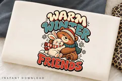 Warm Winter Friends PNG Sublimation Design, Cute Bear Product Image 2