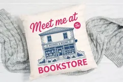Pink Text Meet Me at the Bookstore Sublimation PNG Product Image 2