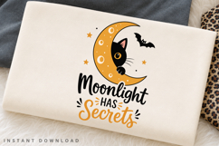 Moonlight Has Secrets PNG Sublimation Design, Black Cat Product Image 2